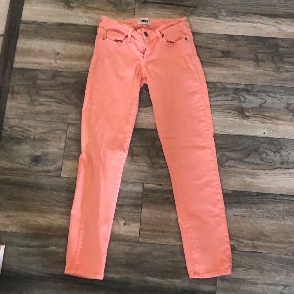 Paige Denim Skyline Ankle Peg Coral jeans size 25 Great Condition